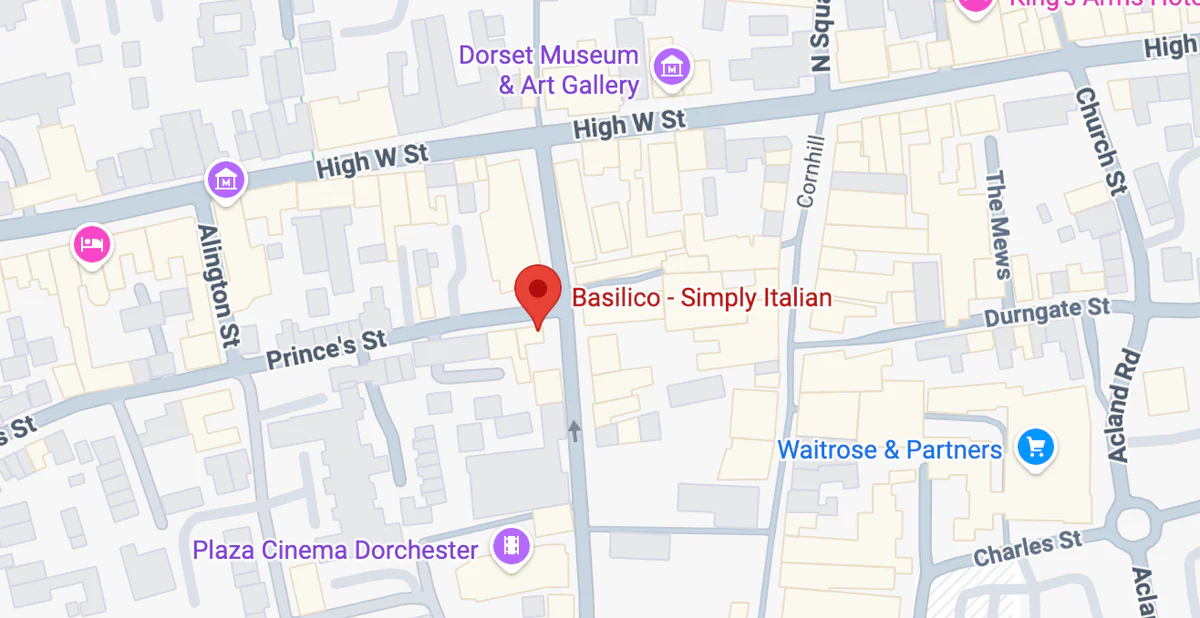Map showing Basilico on Trinity Street in Dorchester